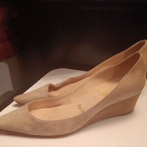 CHRITIAN LOUBOUTIN Tan Wedge Heels